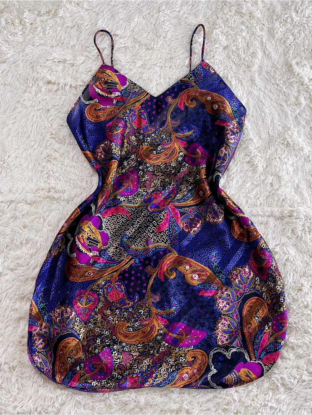 Vintage 90s Lucie Ann II Chemise Purple Paisley Size Small Medium